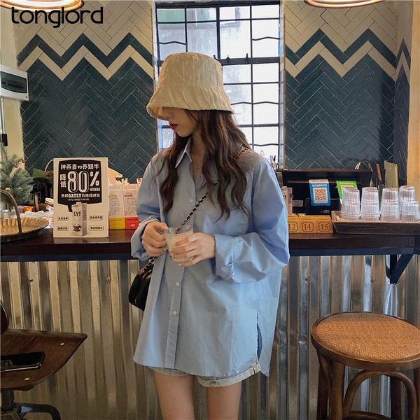 tonglord blouses for women's 2021 spring autumn new blue solid long sleeve loose split single-breasted cotton shirts female, White
tonglord blouses for women's 2021 spring autumn new blue solid long sleeve loose split single-breasted cotton shirts female, White