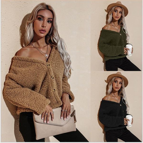 women's jackets autumn/winter 2021 women's clothing big v-neck long-sleeved blouse fashion plush jacket short coat, Black;brown
women's jackets autumn/winter 2021 women's clothing big v-neck long-sleeved blouse fashion plush jacket short coat, Black;brown