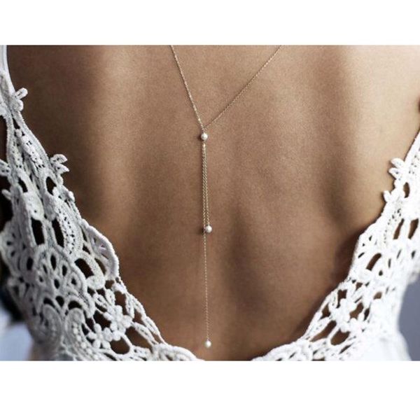 chains wedding bridal backdrop necklace simulated pearls back chain bikini bodychain, Silver
chains wedding bridal backdrop necklace simulated pearls back chain bikini bodychain, Silver