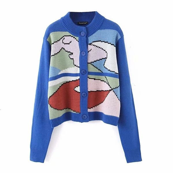 2021 new round neck knitting, women's graffiti cardigan, long sleeve sweater, slim fitting, single button, retro fashion, autumn and wi, White;black
2021 new round neck knitting, women's graffiti cardigan, long sleeve sweater, slim fitting, single button, retro fashion, autumn and wi, White;black