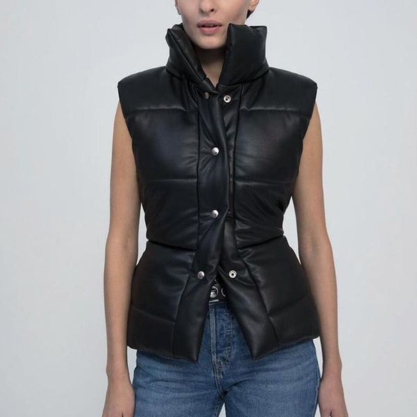 women's vests berry fashion casual stand collar women elegant black pu leather coats collected waisted cotton ladies, Black;white
women's vests berry fashion casual stand collar women elegant black pu leather coats collected waisted cotton ladies, Black;white