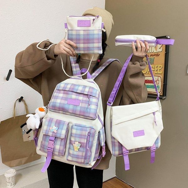school bags 4 pcs sets backpack kawaii canvas for teenager girls women college cute shoulder bag mochila
school bags 4 pcs sets backpack kawaii canvas for teenager girls women college cute shoulder bag mochila