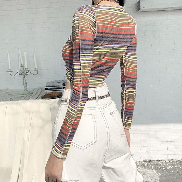 t-shirt womens long sleeve strap holloe out female nightclub party wear stripe color vintage women clothes, White
t-shirt womens long sleeve strap holloe out female nightclub party wear stripe color vintage women clothes, White