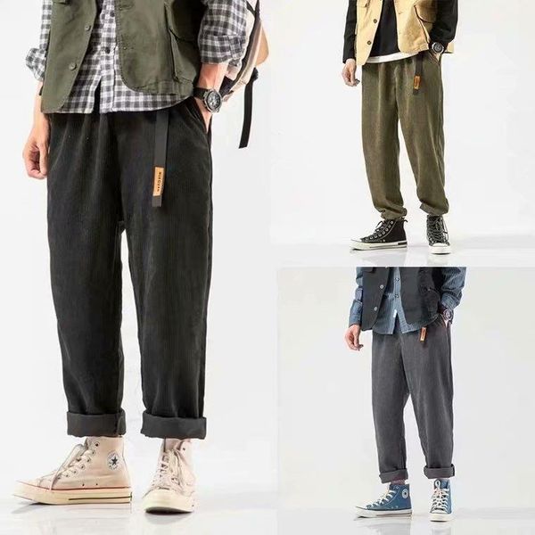 men's pants corduroy fashion solid color retro casual straight men streetwear cotton harem mens trousers s-3xl, Black
men's pants corduroy fashion solid color retro casual straight men streetwear cotton harem mens trousers s-3xl, Black