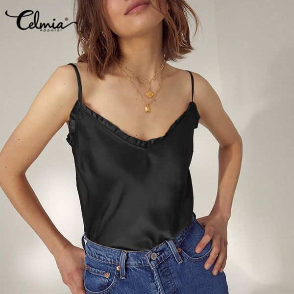 women's tanks & camis 2021 summer satin silk tank celmia women spaghetti strap v neck camisole casual sleeveless street tees overs, White
women's tanks & camis 2021 summer satin silk tank celmia women spaghetti strap v neck camisole casual sleeveless street tees overs, White