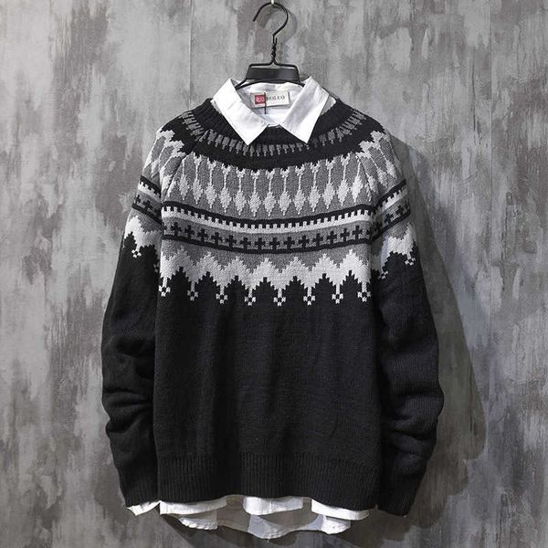 fashion sweater winter men's thickened plush nordic couple's loose lazy knitwear to keep warm, White;black
fashion sweater winter men's thickened plush nordic couple's loose lazy knitwear to keep warm, White;black