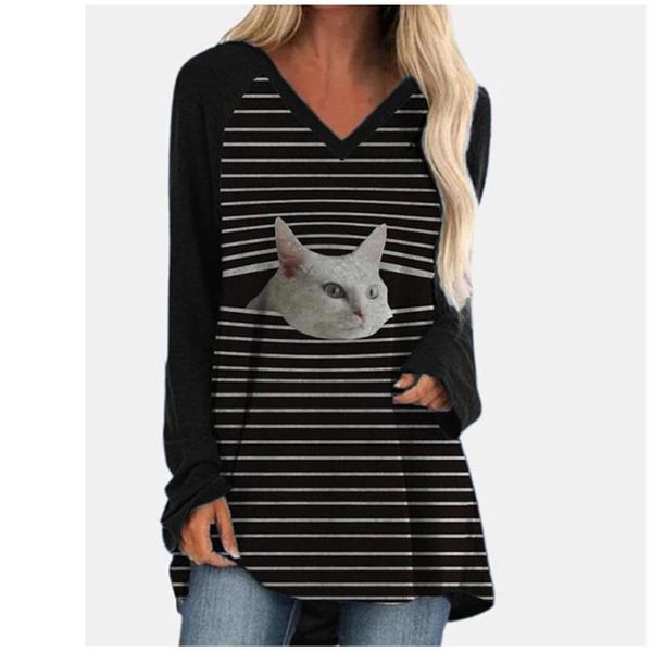 cute cat print t-shirt autumn full sleeve tees loose casual clothes vintage harajuku pullover plus size elastic tshirt for women, White
cute cat print t-shirt autumn full sleeve tees loose casual clothes vintage harajuku pullover plus size elastic tshirt for women, White
