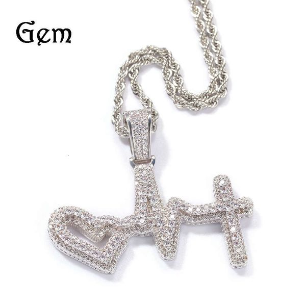new pendant 3d ecg hip hop copper inlaid zircon necklace geometric elements fashion sweater chain, Silver
new pendant 3d ecg hip hop copper inlaid zircon necklace geometric elements fashion sweater chain, Silver