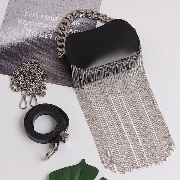 waist bags luxury long metal chain tassel women fanny packs oval black pu leather belt phone crossbody shoulder bag
waist bags luxury long metal chain tassel women fanny packs oval black pu leather belt phone crossbody shoulder bag