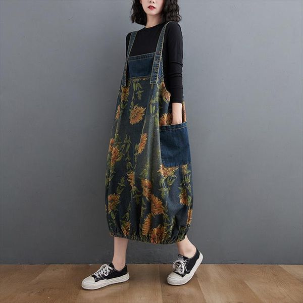 spring autumn sunflower print womens dress wash denim large lantern strap, Black;gray
spring autumn sunflower print womens dress wash denim large lantern strap, Black;gray