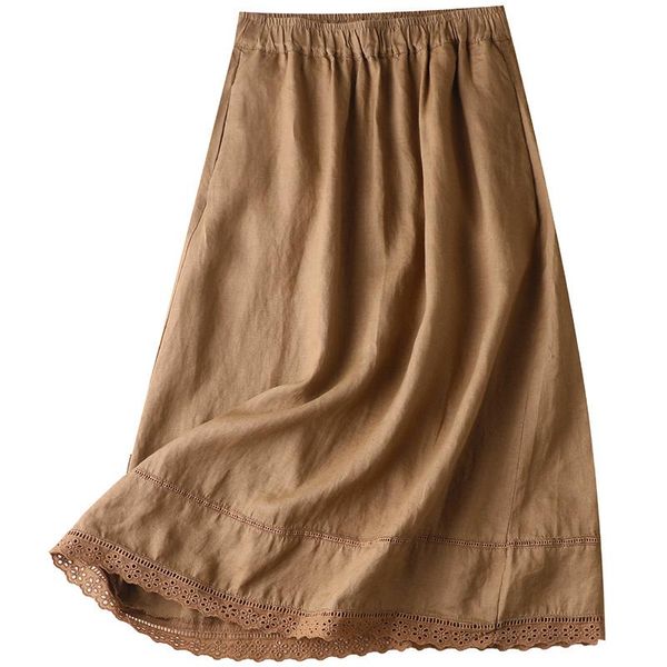 shuchan young style linen patchwork lace long brown skirt solid a-line mid-calf women clothes women clothes, Black
shuchan young style linen patchwork lace long brown skirt solid a-line mid-calf women clothes women clothes, Black