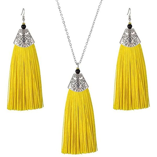 earrings & necklace long tassel bohemian statement antique jewelry sets with adjustable chain, Silver
earrings & necklace long tassel bohemian statement antique jewelry sets with adjustable chain, Silver