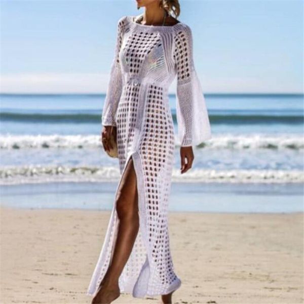 women lace crochet bikini cover up summer hollow-out knit long beach dress tunic beachwear sunscreen overall women's swimwear, White;black
women lace crochet bikini cover up summer hollow-out knit long beach dress tunic beachwear sunscreen overall women's swimwear, White;black