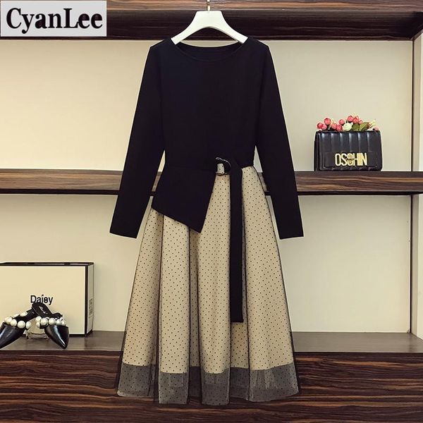 casual dresses cyanlee plus size women elegant a-line dress autumn 2021 fashion black long sleeve cotton patchwork polka dot mesh, Black;gray
casual dresses cyanlee plus size women elegant a-line dress autumn 2021 fashion black long sleeve cotton patchwork polka dot mesh, Black;gray