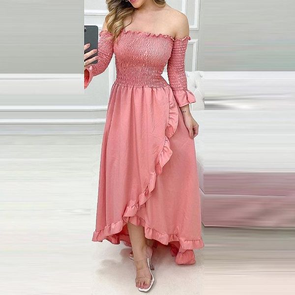 casual dresses summer fashion style 2021 women long sleeve pink regular strapless dress woman, Black;gray
casual dresses summer fashion style 2021 women long sleeve pink regular strapless dress woman, Black;gray