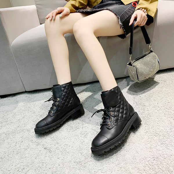women designer ankle boots fashion lace-up 3cm heel real leather lingge lady short booties white black apricot with box