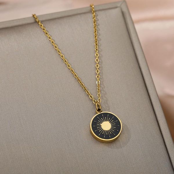 pendant necklaces metal sun black necklace for women stainless steel gold color chain choker 2021 fashion design jewelry birthday gift, Silver
pendant necklaces metal sun black necklace for women stainless steel gold color chain choker 2021 fashion design jewelry birthday gift, Silver