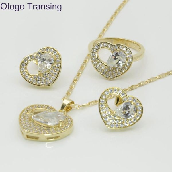 earrings & necklace otogo transing jewelry sets gold color white crystal for women + heart ring pendant made s210, Silver
earrings & necklace otogo transing jewelry sets gold color white crystal for women + heart ring pendant made s210, Silver