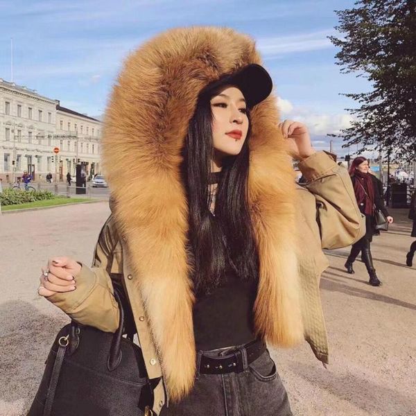 women's fur & faux oftbuy 2021 winter jacket women natural collar hood coat real lamb wool liner outwear thick warm streetwear luxury, Black
women's fur & faux oftbuy 2021 winter jacket women natural collar hood coat real lamb wool liner outwear thick warm streetwear luxury, Black