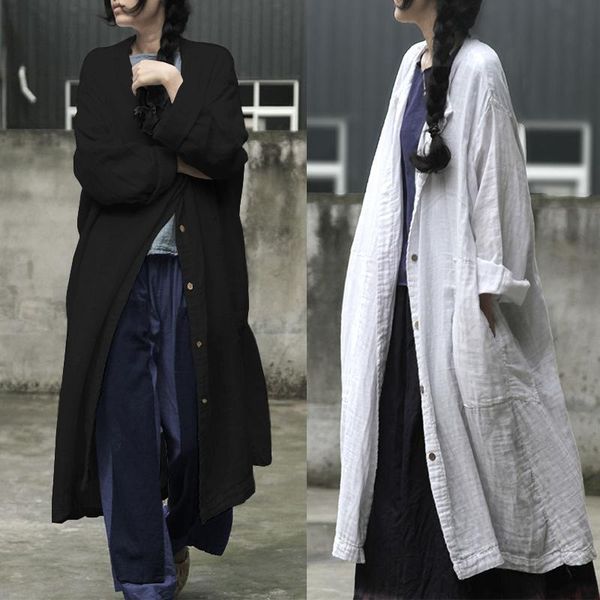 vintage women long sleeve solid long blouse zanzea autumn cardigan loose thin outwear female robe casual cotton linen shirt, White
vintage women long sleeve solid long blouse zanzea autumn cardigan loose thin outwear female robe casual cotton linen shirt, White