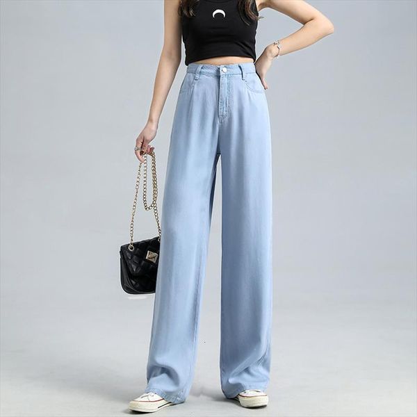 version of high waist womens pant denim loose chic mop the floor thin wide leg casual jeans women fashion trousers, Black;white 
version of high waist womens pant denim loose chic mop the floor thin wide leg casual jeans women fashion trousers, Black;white