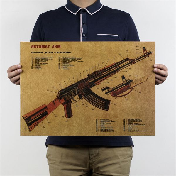 vintage poster ak-47 kraft paper paint retro wall sticker living room art crafts maps bar home decor 51.5*36cm
vintage poster ak-47 kraft paper paint retro wall sticker living room art crafts maps bar home decor 51.5*36cm