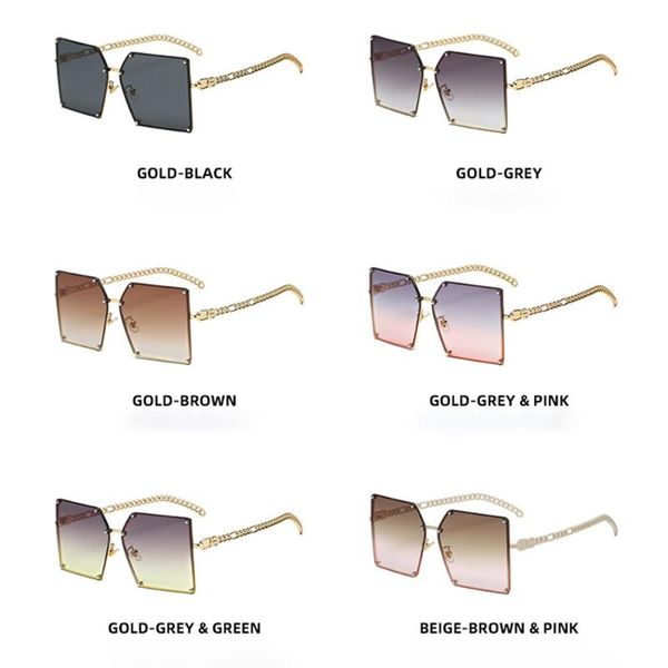 fashion oversize gradient sunglasses for women vintage alloy chain frame rivet square sun glasses female elegant shades, White;black
fashion oversize gradient sunglasses for women vintage alloy chain frame rivet square sun glasses female elegant shades, White;black