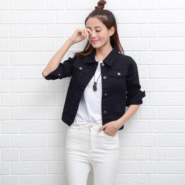 female womens denim jacket streetwear slim jeans coat casual long sleeve outerwear white blue denim jacket 2021 spring, Black;brown
female womens denim jacket streetwear slim jeans coat casual long sleeve outerwear white blue denim jacket 2021 spring, Black;brown