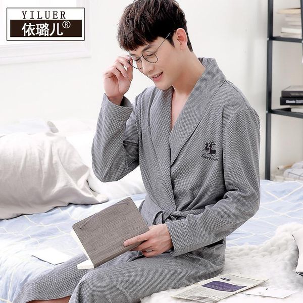 spring and summer men's nightgown men's cotton long-sleeved kimono bathrobe cotton bathrobes, Black;brown
spring and summer men's nightgown men's cotton long-sleeved kimono bathrobe cotton bathrobes, Black;brown