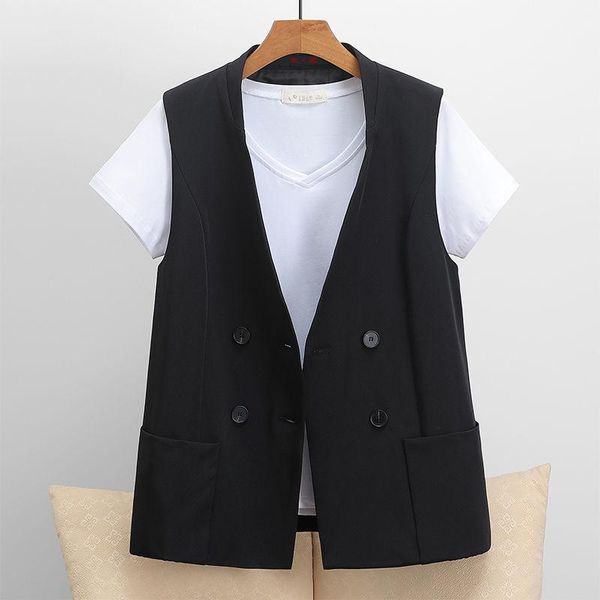women's vests 2021 women spring summer casual plus size vest ladies sleeveless double breasted waistcoat female vintage solid blazer i5, Black;white
women's vests 2021 women spring summer casual plus size vest ladies sleeveless double breasted waistcoat female vintage solid blazer i5, Black;white