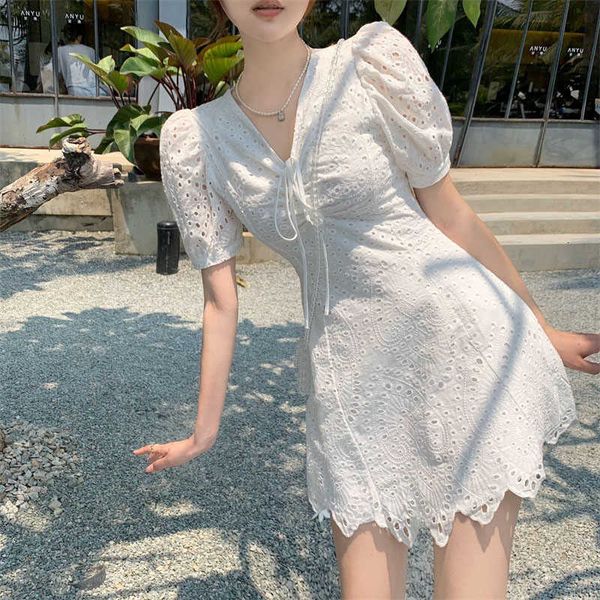 casual dresses french elegant mini es women short sleeve vintage females beach bandage korean summer we3a, Black;gray 
casual dresses french elegant mini es women short sleeve vintage females beach bandage korean summer we3a, Black;gray