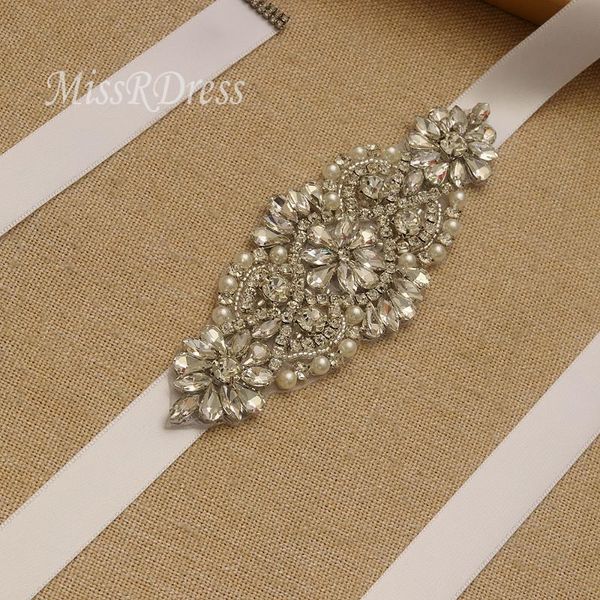 wedding sashes missrdress crystal belt hand beaded bridal silver rhinestones dresses sash for accessories jk850, White 
wedding sashes missrdress crystal belt hand beaded bridal silver rhinestones dresses sash for accessories jk850, White