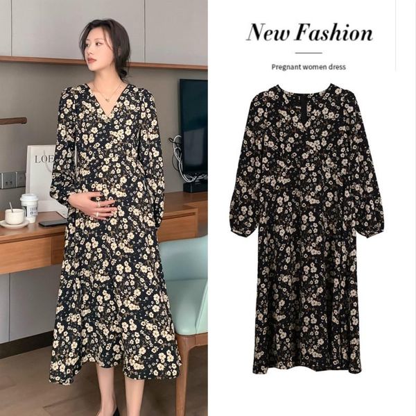 3026# spring korean fashion floral printed chiffon maternity long dress elegant slim clothes for pregnant women pregnancy party, White
3026# spring korean fashion floral printed chiffon maternity long dress elegant slim clothes for pregnant women pregnancy party, White