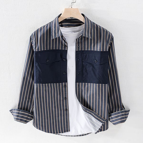 2021 100% cotton new style spring brand casual fashion shirts for men comfortable patchwork striped shirt mens chemise 9yjh, White
2021 100% cotton new style spring brand casual fashion shirts for men comfortable patchwork striped shirt mens chemise 9yjh, White