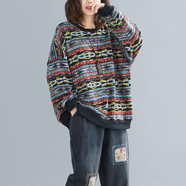 women's hoodies & sweatshirts johnature women striped pullover korean style 2021 spring o-neck long sleeve warm loose casual, Black
women's hoodies & sweatshirts johnature women striped pullover korean style 2021 spring o-neck long sleeve warm loose casual, Black