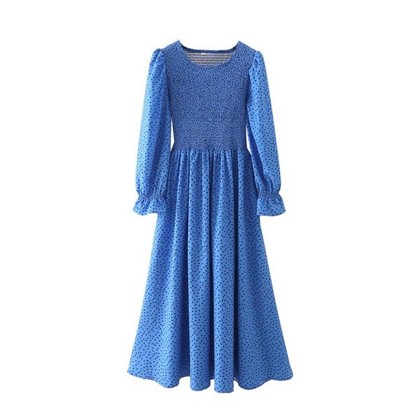 casual dresses women vintage smocked dress elastic bust o-neck long puff sleeves midi woman robe, Black;gray
casual dresses women vintage smocked dress elastic bust o-neck long puff sleeves midi woman robe, Black;gray