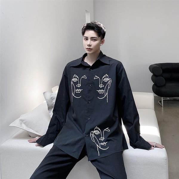 men's casual shirts men character graffiti long sleeve japan harajuku style male streetwear hip hop loose shirt, White;black 
men's casual shirts men character graffiti long sleeve japan harajuku style male streetwear hip hop loose shirt, White;black