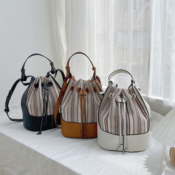 striped canvas leather splice women shoulder bag large capacity drawstring bucket crossbody bags for women pu leather handbags
striped canvas leather splice women shoulder bag large capacity drawstring bucket crossbody bags for women pu leather handbags
