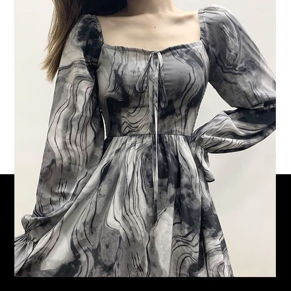 women autumn long sleeve tie dye dress vintage print female square collar mini dress casual street lady ruffles loose vestidos, Black;gray
women autumn long sleeve tie dye dress vintage print female square collar mini dress casual street lady ruffles loose vestidos, Black;gray