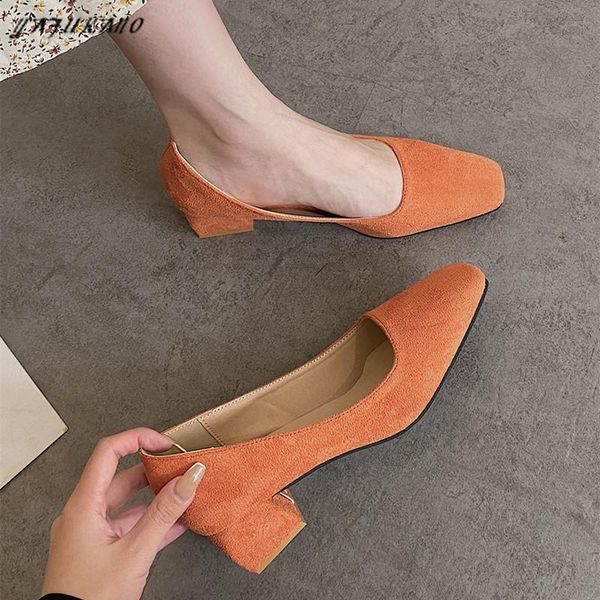 dress shoes single womens korean square toe shallow mouth thick heel comfortable all-match mid high heels solid flock women pumps, Black
dress shoes single womens korean square toe shallow mouth thick heel comfortable all-match mid high heels solid flock women pumps, Black
