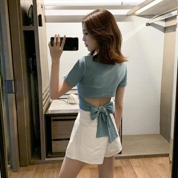 women's t-shirt scheming sense back straps 2021 high waist short cropped short-sleeved korean fashion, White
women's t-shirt scheming sense back straps 2021 high waist short cropped short-sleeved korean fashion, White