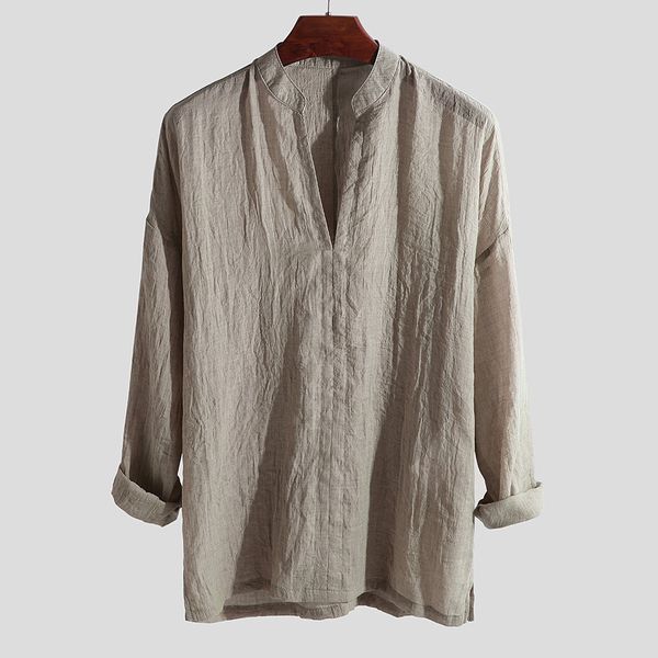 2021 fashion vintage cotton linen shirt men casual long sleeve oversize camisa v neck boho style mens shirts plus size tees, White;black
2021 fashion vintage cotton linen shirt men casual long sleeve oversize camisa v neck boho style mens shirts plus size tees, White;black