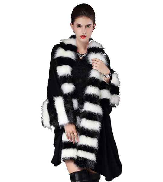 women's fur & faux large size loose collar knit cardigan shawl and cloak coa, Black
women's fur & faux large size loose collar knit cardigan shawl and cloak coa, Black