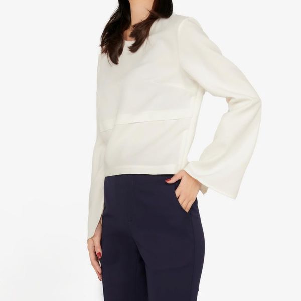 women's blouses & shirts trenz eight's go-around jumper for early spring with loose design and flared sleeves, White
women's blouses & shirts trenz eight's go-around jumper for early spring with loose design and flared sleeves, White