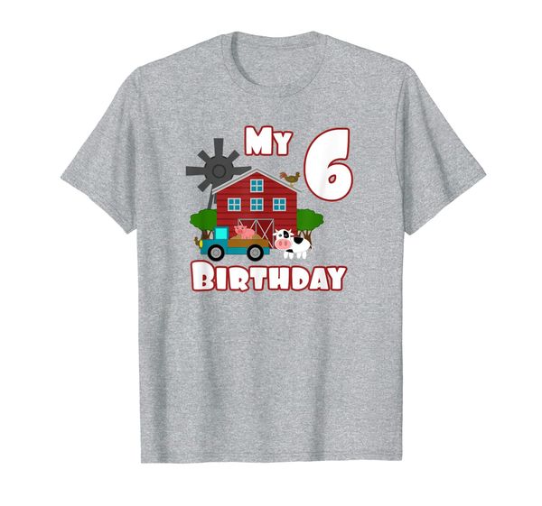 farm animals pig cow tractor 6th birthday 6 year old gift t-shirt, White;black
farm animals pig cow tractor 6th birthday 6 year old gift t-shirt, White;black