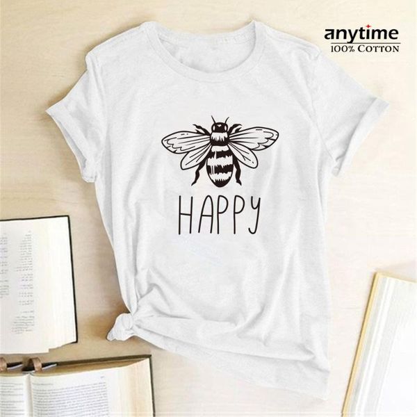 women's t-shirt 100 cotton happy printed bee kind women o-neck short sleeve casual shirts ladies summer graphic tees clothes, White
women's t-shirt 100 cotton happy printed bee kind women o-neck short sleeve casual shirts ladies summer graphic tees clothes, White