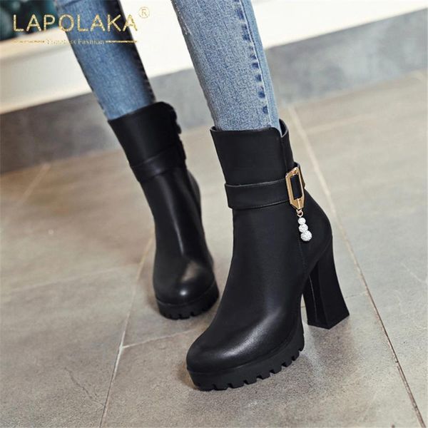 boots lapolaka 2021 fashion big size 43 thick high heels comfy shoes ladies booties buckle platform metal decoration woman, Black
boots lapolaka 2021 fashion big size 43 thick high heels comfy shoes ladies booties buckle platform metal decoration woman, Black