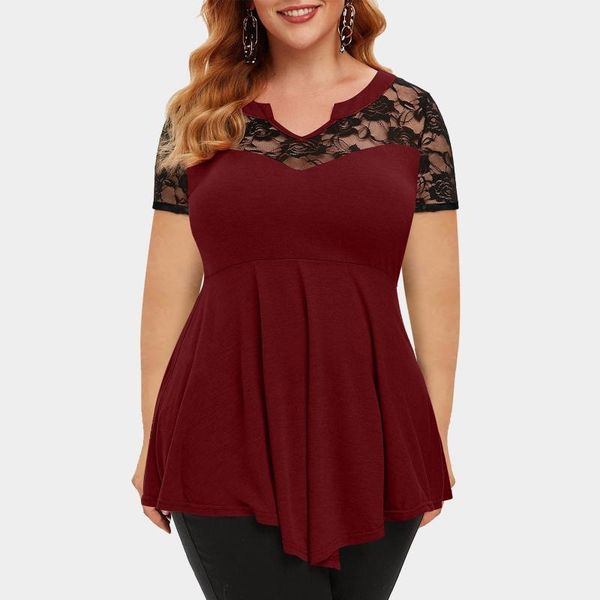 women's blouses & shirts 40# elegant lace hollow out blouse casual v neck short sleeve pleated solid color irregular tunic tshirt, White
women's blouses & shirts 40# elegant lace hollow out blouse casual v neck short sleeve pleated solid color irregular tunic tshirt, White