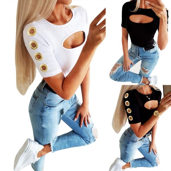 women's t-shirt women t-shirts summer bodycon ladies evening party short sleeve casual skinny hollow out solid ring decor tee, White
women's t-shirt women t-shirts summer bodycon ladies evening party short sleeve casual skinny hollow out solid ring decor tee, White