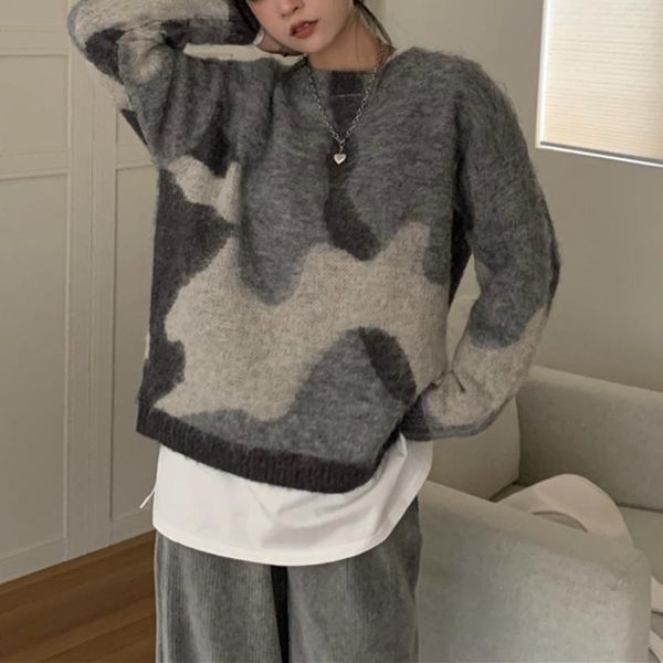 women's sweaters lazy wind tie dyed loose and versatile pullover sweater autumn winter warm long sleeve wear, White;black
women's sweaters lazy wind tie dyed loose and versatile pullover sweater autumn winter warm long sleeve wear, White;black